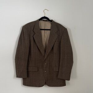 Stafford Men's Tan Checkered Blazer